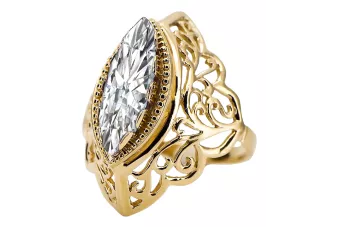 14k žlté zlato Cyrkónia  Vintage style vrc017y